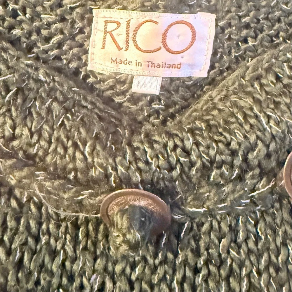 Vintage RICO Forest Green Button Detail Knit Sweater Women’s Medium